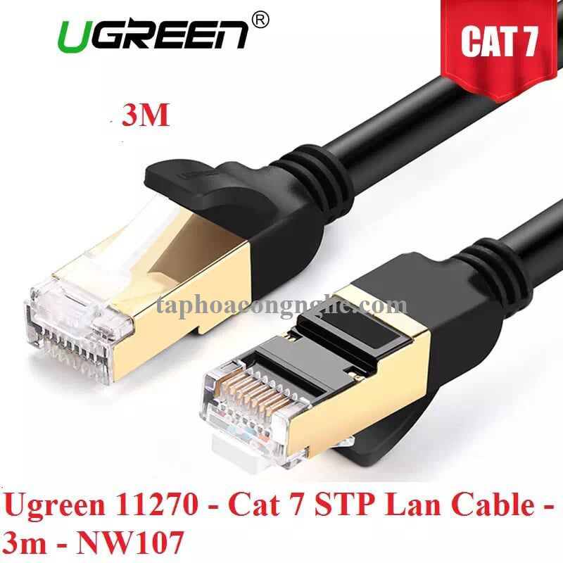 Ugreen 11270 3M màu Đen Cáp mạng LAN CAT7 STP chống nhiễu NW107 30011270